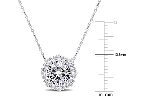 Lab Created White Sapphire 10k White Gold Pendant With Chain 4.37ctw