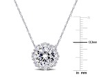 Lab Created White Sapphire 10k White Gold Pendant With Chain 4.37ctw