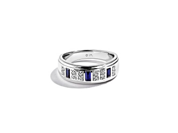Picture of Star Wars™ Fine Jewelry R2 Series Blue Sapphire & White Diamond 14k White Gold Mens Ring 0.65ctw
