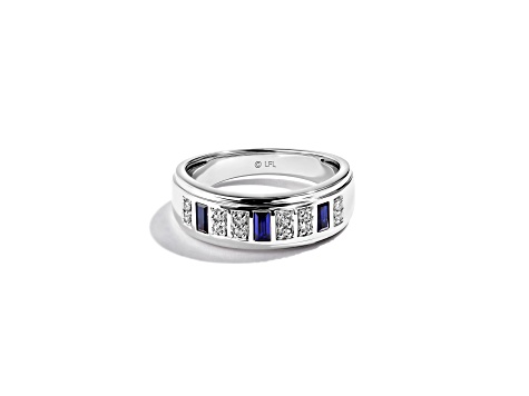 Star Wars™ Fine Jewelry R2 Series Blue Sapphire & White Diamond 14k White Gold Mens Ring 0.65ctw