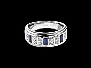 Star Wars™ Fine Jewelry R2 Series Blue Sapphire & White Diamond 14k White Gold Mens Ring 0.65ctw