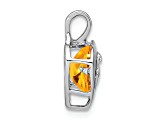 Rhodium Over 14k White Gold Citrine and Diamond Mom Heart Pendant