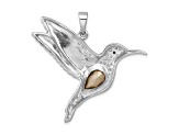 Rhodium Over Sterling Silver Polished Crystal Hummingbird Pendant