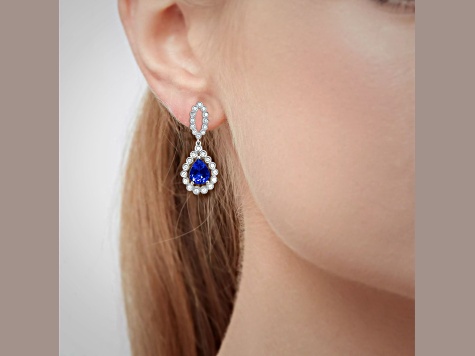 14K White Gold Tanzanite and Diamond Earrings  3.35ctw