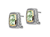 Sterling Silver Antiqued with 14K Accent Prasiolite Earrings