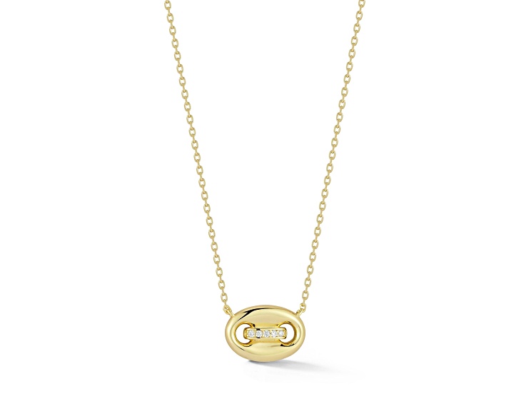 Rachel Zoe 14K Yellow Gold Over Sterling Silver Cubic Zirconia Puffed Mariner Pendant Necklace