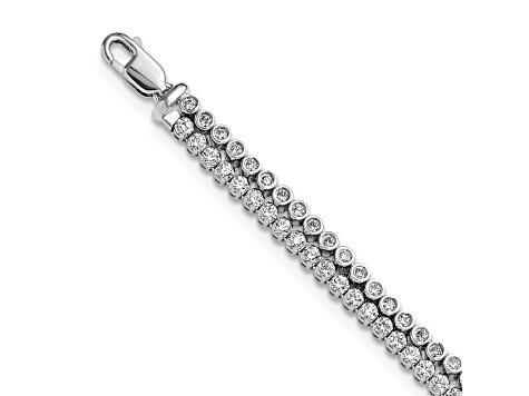 14K White Gold Lab Grown Diamond VS/SI GH, with 1 Inch Extension Double Bracelet