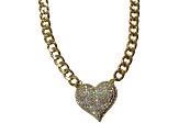 AB Crystal Gold Tone Center Heart Pendant Necklace.