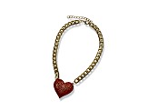 Red Crystal Gold Tone Center Heart Pendant Necklace.