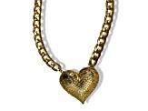 Red Crystal Gold Tone Center Heart Pendant Necklace.