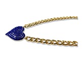 Blue Crystal Gold Tone Center Heart Pendant Necklace.