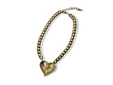 Blue Crystal Gold Tone Center Heart Pendant Necklace.