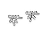 Rhodium Over Sterling Silver Polished Cubic Zirconia Dragonfly Children's Post Earrings