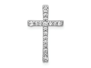 Rhodium Over 10k White Gold 0.20 ctw Diamond Latin Cross Chain Slide Pendant