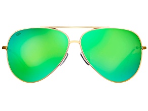 Flying Fisherman Crew Polarized Sunglasses Gold Tone Frame/Amber Green Mirror Lens