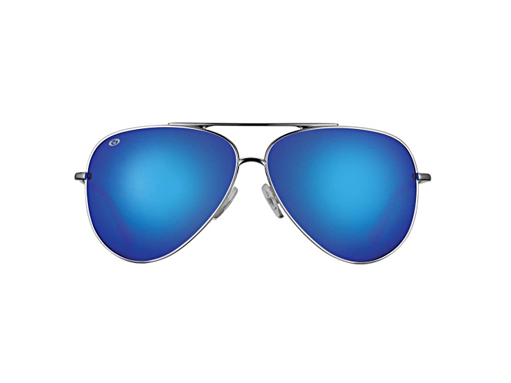Flying Fisherman Crew Polarized Sunglasses Silver Frame/Smoke Blue Mirror Lens