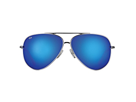 Flying Fisherman Crew Polarized Sunglasses Silver Frame/Smoke Blue Mirror Lens