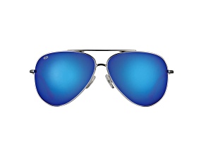 Flying Fisherman Crew Polarized Sunglasses Silver Frame/Smoke Blue Mirror Lens