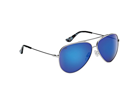 Flying Fisherman Crew Polarized Sunglasses Silver Frame/Smoke Blue Mirror Lens