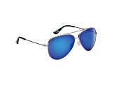 Flying Fisherman Crew Polarized Sunglasses Silver Frame/Smoke Blue Mirror Lens
