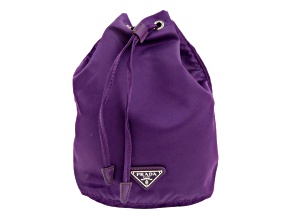 Prada UVA Purple Tessuto Nylon Triangle Logo Drawstring Bucket Bag