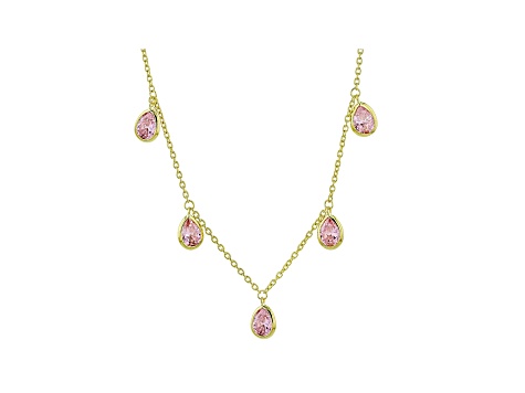 Judith Ripka 5ctw Pink Bella Luce 14k Gold Clad Teardrop Necklace