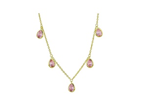 Judith Ripka 5ctw Pink Bella Luce 14k Gold Clad Teardrop Necklace