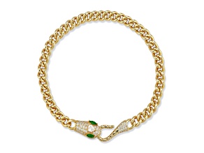 Rachel Zoe 14K Yellow Gold Over Sterling Silver Pave Cubic Zirconia Snake Head Curb Link Bracelet