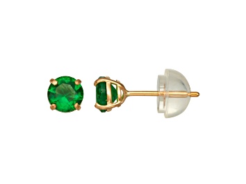 Picture of Round Emerald Simulant 14K Yellow Gold Children’s Stud Earrings 0.60ctw