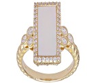 Judith Ripka Rectangular Mother of Pearl and Bella Luce 14k Gold Clad Ring