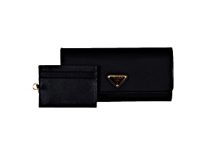 Prada Triangle Logo Tessuto Re-Nylon Black Continental Large Flap Wallet