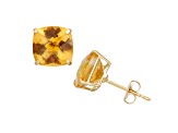 Cushion Citrine 10K Yellow Gold Earrings 2.30ctw