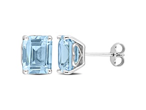 5.88ctw Octagon Sky Blue Topaz Stud Earrings in Sterling Silver