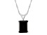 10x8mm Emerald Cut Black Onyx Rhodium Over Sterling Silver Pendant With Chain