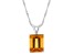 10x8mm Emerald Cut Citrine Rhodium Over Sterling Silver Pendant With Chain