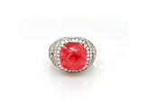 10.73ct Rhodochrosite and 1.14ctw White Diamond Ring in 14K WG