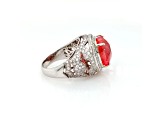 10.73ct Rhodochrosite and 1.14ctw White Diamond Ring in 14K WG