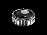 Star Wars™ Fine Jewelry Dark Armor Red Garnet & Black Diamond Rhodium Over Silver Mens Ring 0.50ctw