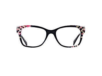 Picture of Black Crystal Square Frame Reading Glasses. Strength 1.50