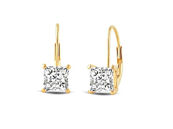 Picture of White Cubic Zirconia 14k Yellow Gold Earrings With Velvet Gift Box 1.00ctw