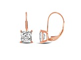 White Cubic Zirconia 14k Rose Gold Earrings With Velvet Gift Box 1.00ctw