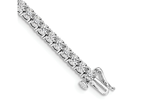 Rhodium Over 10k White Gold Illusion Setting Diamond Bracelet