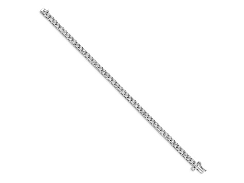Rhodium Over 10k White Gold Illusion Setting Diamond Bracelet