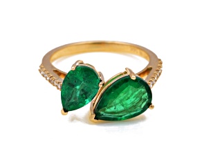 2.77 Ctw Emerald With 0.10 Ctw White Diamond Ring in 14K YG