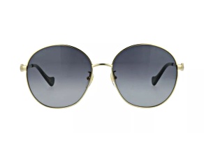 Gucci Gold Tone and Black Frame / Gray Lens Sunglasses