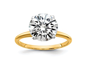 14K Yellow Gold With White Gold Accents 3 ct. D E F Pure Light Round Moissanite Solitaire Ring