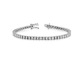 Rhodium Over 10k White Gold Illusion Setting Diamond Bracelet
