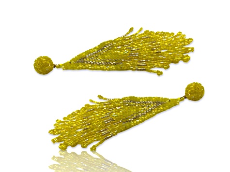 Yellow and Gold Graduated Fringe Seed Bead Earring