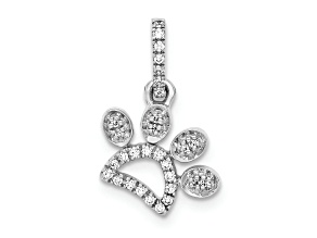 Rhodium Over 14k White Gold Diamond Paw Print Pendant