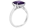 8mm Princess Cut Amethyst Rhodium Over Sterling Silver Ring